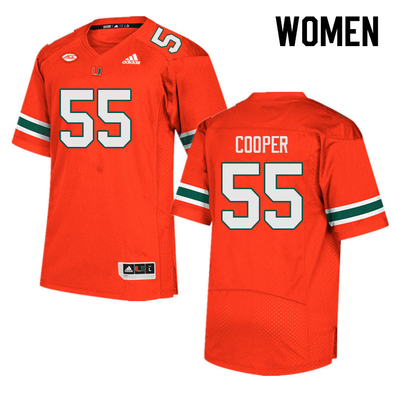Women #55 Anez Cooper Miami Hurricanes College Football Jerseys Sale-Orange - Click Image to Close